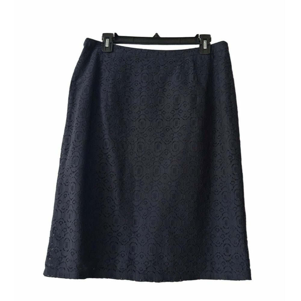 Downeast Women's Navy Blue Lace Pencil Skirt Size 10